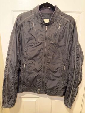 Diesel Men's Windbreaker Jacket - Dark Gray (Black with Grey Stitch)